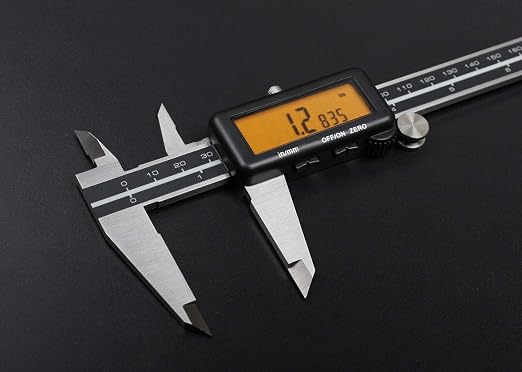 Accusize Industrial Tools Digital Caliper, 0-8'' / 0-200 mm by 0.0005''/0.01 mm Resolution, Metric/Imperial, Yellow LCD,1110-1828 | 200 mm/8 in Range, 0.01 mm/0.0005 in Resolution, ±0.03 mm Accuracy, Metric/Inch, Yellow LCD