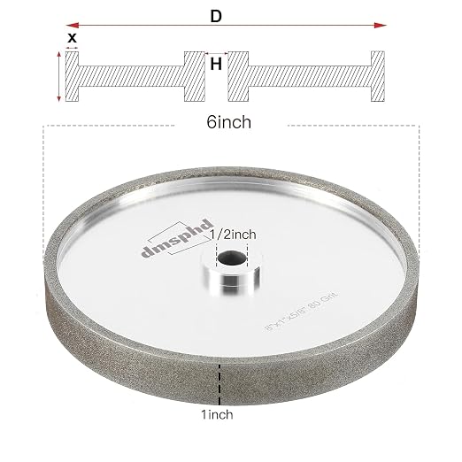 CBN Grinding Wheel with 6 inch 1000 Grit,1/2'' Bore,1'' Wide, Suitable for high-Speed Steel,for All Kinds of 6 inch Bench Grinders 1000 Grit