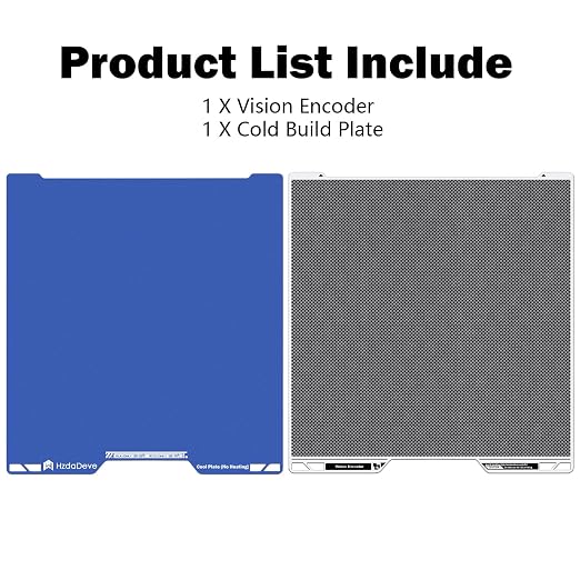HzdaDeve 2PK H2C Vision Encoder and H2C Cool Plate Double Sided Smooth Cold Build Plate PEI Sheet Platform 335X346.5MM Advanced Accuracy Calibration Tool 5-Minute Calibration for Bambu Lab 3D Printer