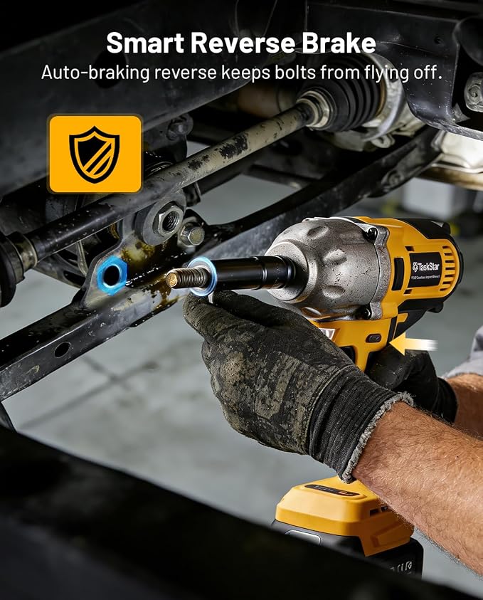 1/2" Cordless Impact Wrench, 1400N·m(1032ft・lbs) Brushless High Torque Impact Gun, Electric Impact Driver, 2x4.0Ah Batteries, LED Light, Charger, 6 Sockets, 3 Variable Speeds for Car/ Pickup/Mower