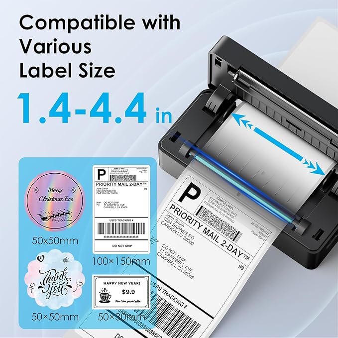 KNAON Shipping Thermal Label Printer, 4x6 Portable Label Printer, Bluetooth Label Maker for Small Business, Support iPhone,Android,Windows,Mac,Chromebook,Works with USPS, Etsy,Shopify&More, Black