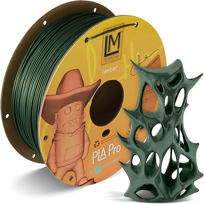 Polymaker PLA PRO Filament 1.75mm 1kg, Tough & High Rigidity LM Sparkle Green 3D Printing Filament 1.75mm, PolyLite PLA PRO High Speed, Print with Most 3D Printers