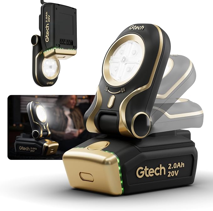Gtech Portable LED Work Light - 2 Brightness Settings - Rechargeable - 180 Swivel Head and Hook - Perfect for Mechanics, Shops, and Construction - Bare Unit (Battery and Charger Not Included)
