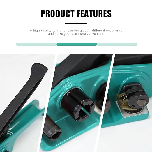 Heavy Duty Banding Strapping Tensioner & Cutter Manual Packaging Tools Windlass for 1/2"-3/4" Width Polyester Poly Strap(Green)