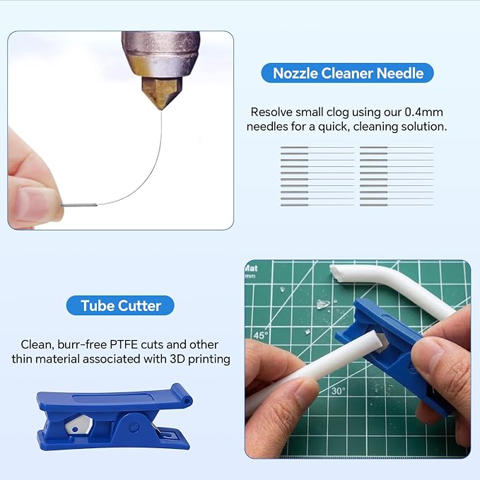 Filament Storage Box - 18 Pack for 3D Printer Filament Container with Desiccants, 0.4mm Nozzle Cleaning Needles and Tube Cutter, Sealing and Protection for 1.75mm Filament (Blue, 18)