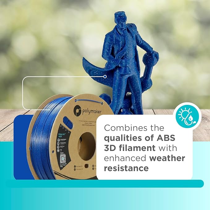Polymaker ASA Filament 1.75mm Galaxy Blue, 1kg ASA 3D Printing Filament, Heat & Weather Resistant - ASA 3D Printer Filament Perfect for Printing Outdoor Functional Parts