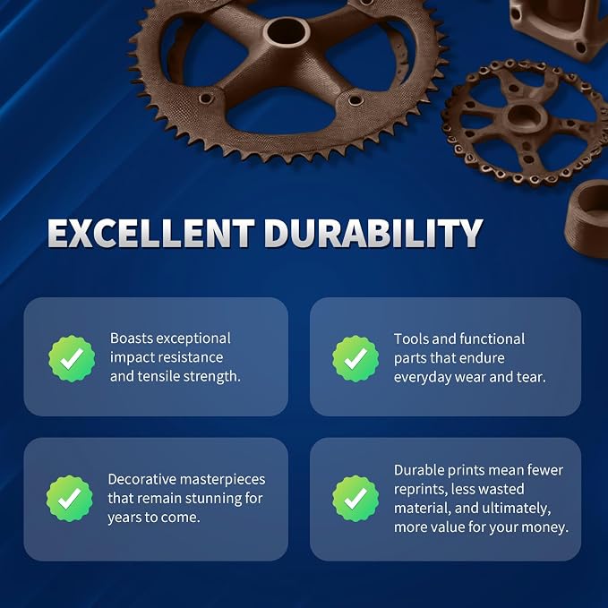 OVERTURE PLA Plus (PLA+) Filament 1.75mm, Stronger & More Durable, Professional Toughness 3D Printer Filament 1kg (2.2lbs), High Precision +/- 0.02mm, Tangle-Free (Chocolate)