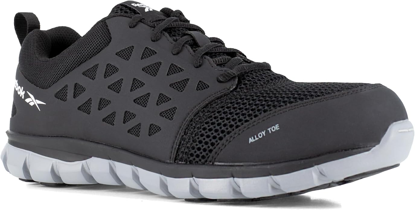 Reebok Work Mens Sublite Cushion Electrical Alloy Toe Work Safety Shoes Casual - Black