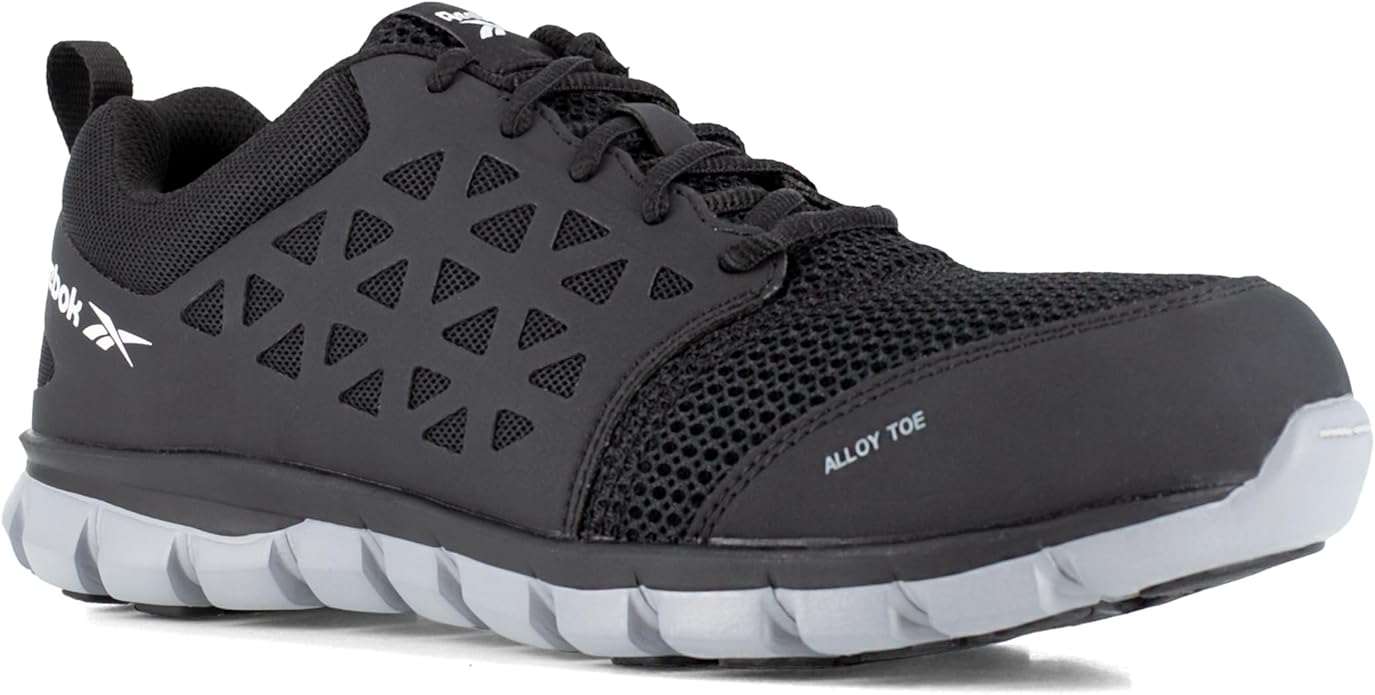 Reebok Work Mens Sublite Cushion Electrical Alloy Toe Work Safety Shoes Casual - Black