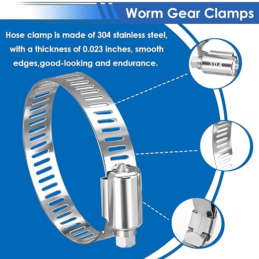 350Pcs 5.3-51mm Single Ear Hose Clamps with Worm Gear Hose Clamps Assortment Kit Pack in Handheld Box for Auto/Home Appliance/Pipe/Fuel Line