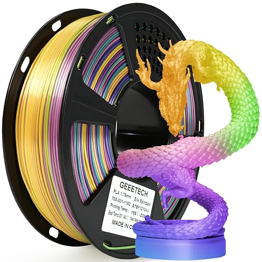Geeetech Silk Rainbow PLA Filament 1.75mm, 3D Printer Multicolor Filament, Color Changing Filament 1kg (2.2lbs) 1 Spool, Dimensional Accuracy +/- 0.02 mm