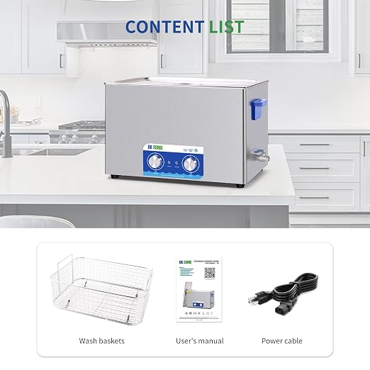 DK SONIC Ultrasonic Cleaner,30L 600W Sonic Cleaner with Heater&Mechanical Timer,Ultrasonic Carburetor Cleaner for Cleaning Gun,Engine,Carburetors,Chains(Include Basket)