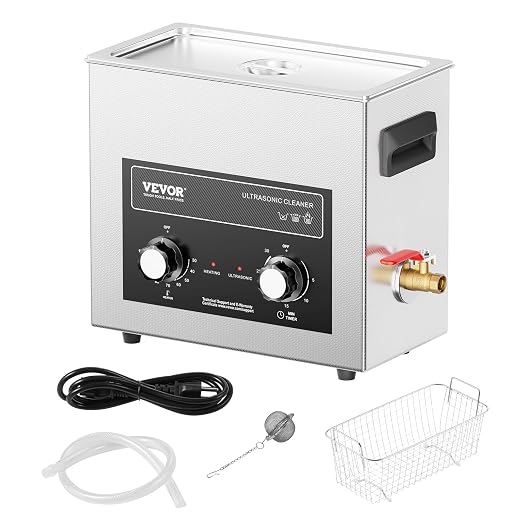 VEVOR 6L Sonic Cleaner with Heater Timer & Basket, Professional Digital Sonic Cavitation Machine, 180W Cleaning Machine for Watch Instruments, Glasses, Coin, Metal Parts, Tool