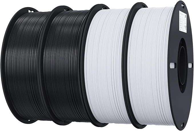Creality 3D Printer Filament Bundle 4KG, 4 Pack 1kg Spool(2.2lbs) 1.75mm PLA Filament Bulk +/- 0.02mm, for Most FDM 3D Printers, White and Black