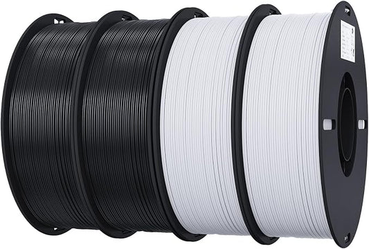 Creality 3D Printer Filament Bundle 4KG, 4 Pack 1kg Spool(2.2lbs) 1.75mm PLA Filament Bulk +/- 0.02mm, for Most FDM 3D Printers, White and Black