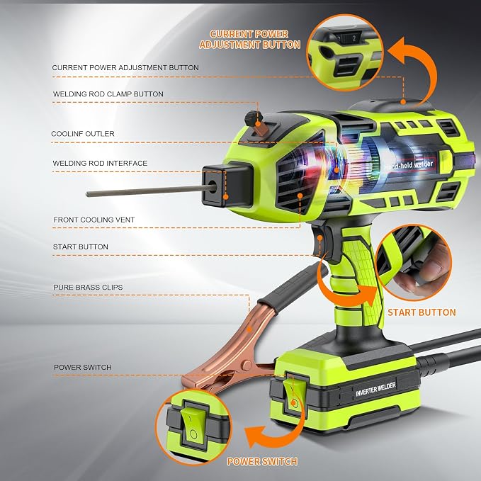 110V 120Amp Welding Machine Handheld Portable ARC Welder Gun Hand Held Welder Machine & 1/8" Stick Welding Electrode Rods 4.5LB