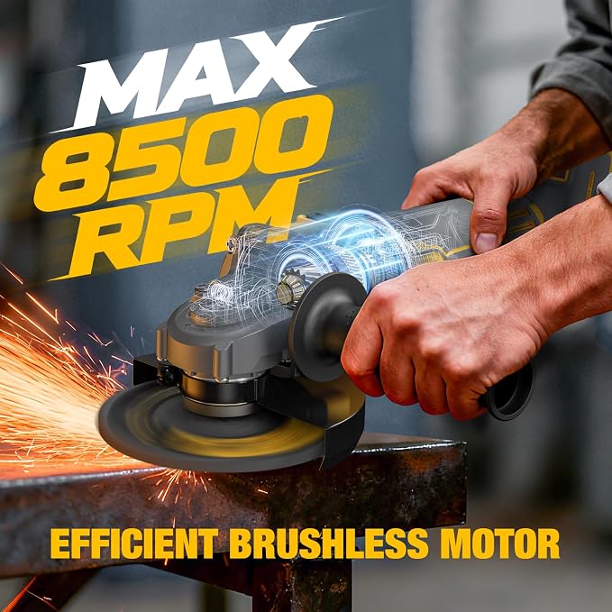 Cordless Angle Grinder for Dewalt 20v Max Battery, Brushless Cordless Grinder Tool 4 1/2", Variable Speed, Electric Power 20v Angle Grinder Tool for Grinding Cutting Polishing (Battery Not Included)