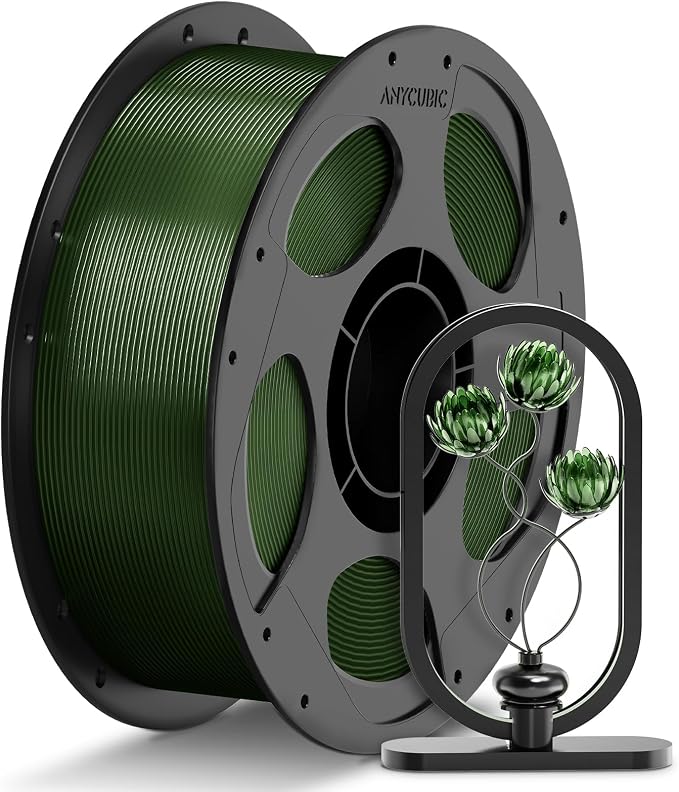 ANYCUBIC PETG Filament 1.75mm, 3D Printer Filament, Translucent and Vibrant, Dimensional Accuracy +/- 0.02mm, Print with Most FDM 3D Printers, 1KG Reusable Spool, Semi-Clear Olive