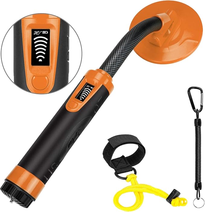Fully Waterproof Handheld Metal Detector LCD Display Detection Signal Three Detect Modes for Different Environment 35m Waterproof Depth Pinpointer Included a 9V Battery for Adults and Kids Gift