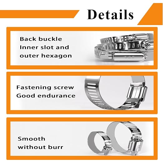 20pcs Silver 304 Stainless Steel 40-108mm(2 Inch-4 Inch) Hose Clamps Assortment Adjustable Worm Gear Kit, for Fuel Lines, Automotive System,Dryer Vent and Water Pipes