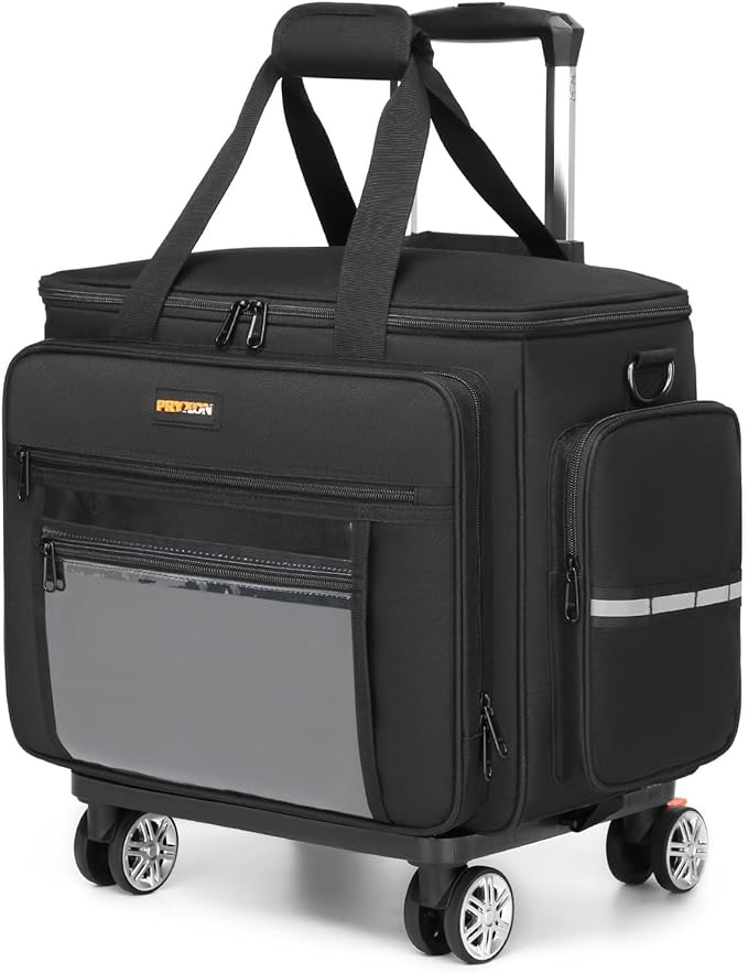 Sewing Machine Case with Wheels - Detachable Rolling Sewing Machine Case Fits Most Standard Sewing Machines And Storage Sewing Accessories, For Singer, Brother, Janome, Black