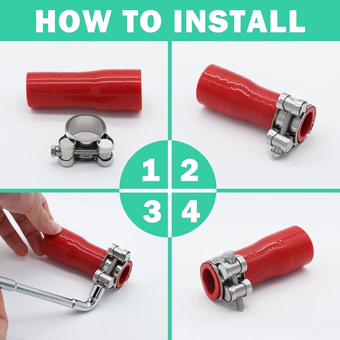 T-bolt Hose Clamps - 32PCS 17-35mm Stainless Steel Hose Clamp Assortment 6-Sizes Heavy Duty Adjustable Tube Clamps with M8 and M10 Socket Wrenches
