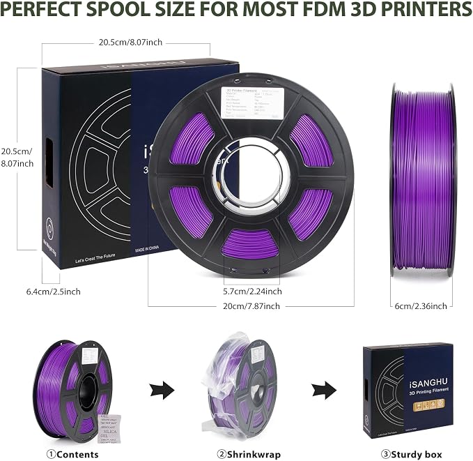 ASA Filament 1.75mm, UV/Heat Resistant/Weather Resistant ASA 3D Printer Filament, Perfect for Printing Outdoor Functional Parts, Purple Filament 1kg(2.2lbs) Spool