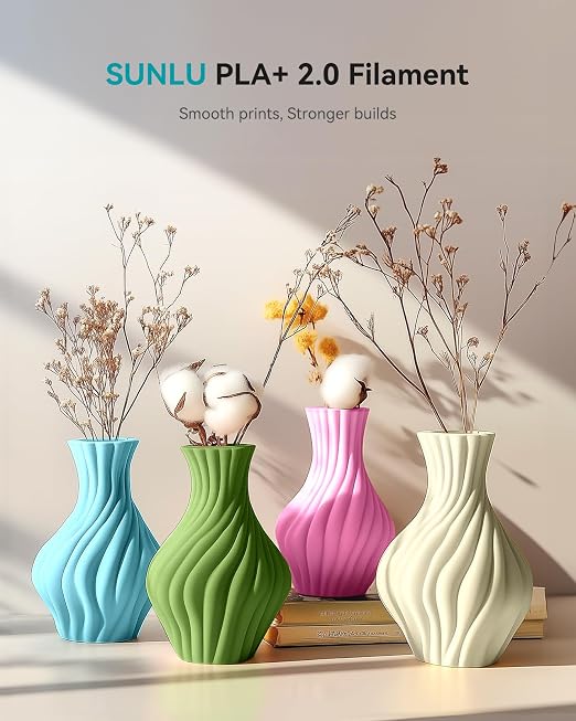 SUNLU PLA+2.0 Filament Bundle 1.75mm for Beginner, 250g Spool, 16 Rolls | BoneWhite+Midnight+Brown+Red+Yellow+Green+Blue+Orange+Purple+Magenta+Oak+Beige+Transparent Series-Clear+Orange+Red+Blue