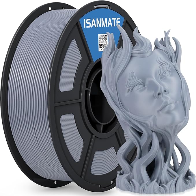 iSANMATE ASA Filament 1.75mm Silver 1KG, UV & Weather Resistant 3D Printer Filament Perfect for Outdoor Functional Parts, Dimensional Accuracy +/- 0.02mm, 1kg Spool (2.2lbs)