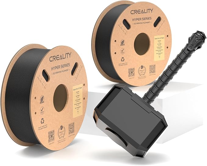 Creality Carbon Fiber Filament PLA 1.75mm, Hyper PLA-CF 3D Printer Filament with Matte Finish for 50-300mm/s High-Speed Printing, Dimensional Accuracy+/-0.03mm (Black, Hyper PLA-CF-2KG)