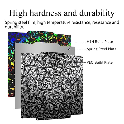 HzdaDeve Creator 5 Build Plate Double Sided Smooth Board Heated Print Bed | 256X256MM PEI PEO Sheet Spring Steel Flexible Platform Glue-Free Printing for Flashforge Creator 5 Pro Plate (PEO+Debris)