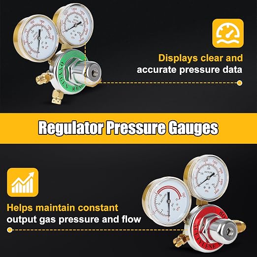 Oxy Acetylene Torch Kit, Cutting Torch Kit, Gas Welding Kits, Professional Brazing Set, Portable Oxygen Acetylene Welder Set Include Nozzles, Regulator, Hoses, Check Valves, Gauges, Storage Case Blue