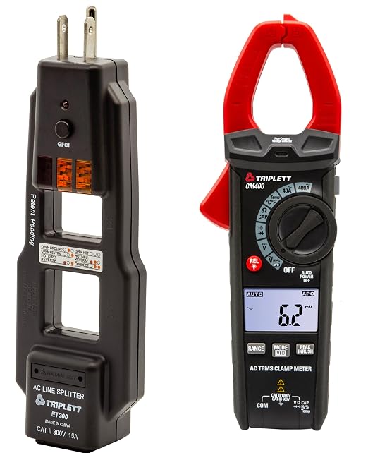 Triplett CM400 True RMS 4000 Count 400A AC Clamp Meter and ET200 AC Line Splitter Bundle