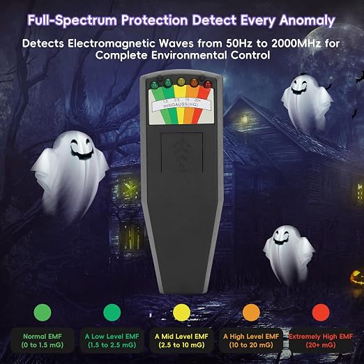 8 Pcs Ghost Hunting Kit with 1 EMF Meter,1 EVP Recorder,1 Spirit Box,1 UV Light,3 LED Light up Cat Balls & 1 Carrying Case