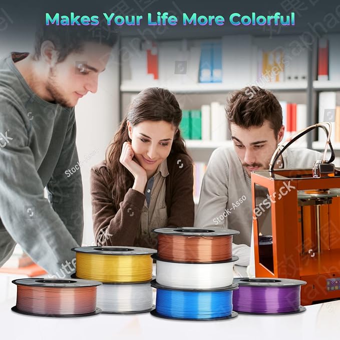 Creality Silk PLA 3D Printer Filament, Silk Shiny Metallic PLA Filament 1.75mm, Clog-Free Metallic Texture, +/-0.02mm, 3D Printing Filament 1KG/2.2lb (Red Copper)
