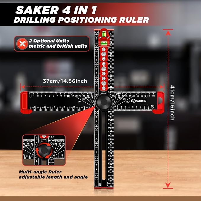Saker Contour Gauge (10 Inch Lock) and Saker 4-in-1 Drilling Positioning Ruler