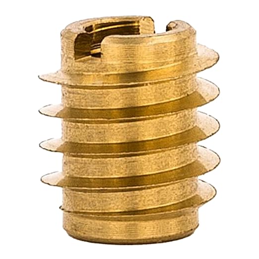 E-Z LOK Knife Threaded Insert for Hard-Wood, Brass Thread Inserts 6-32 Internal Threads, 0.375" Length Pack of 25