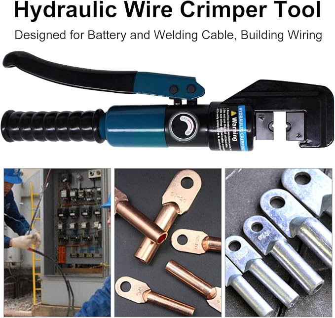 BLIKA 10 Ton Hydraulic Crimping Tool and Cable Cutter, Hydraulic Wire Battery Cable Lug Terminal Crimper Crimping Tool with 11 Dies, Wire Swaging Tool for 1/8" to 3/16" Cable Railing Hardware