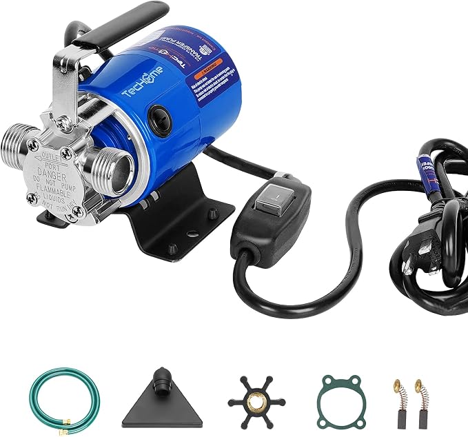 TecHome Water Pump, 115V 1/10HP 330GPH Water Transfer Utility Pump, With ON/OFF Switch And Suction Hose Kit.