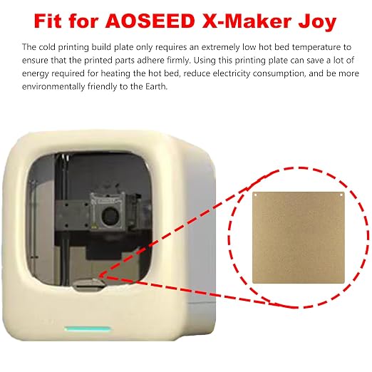 for AOSEED X-Maker Joy Cold Build Plate No Heating No Glue Double Sided PEI Textured Cool Printing Bed Sheet 128x128mm Kids 3D Printer Flexible Removable Spring Steel Heated Platform Mat