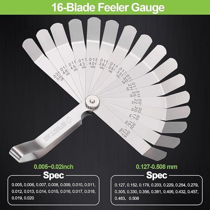 Spurtar 2pcs Feeler Gauge Set + 3pcs Wire Gauge Measuring Tool