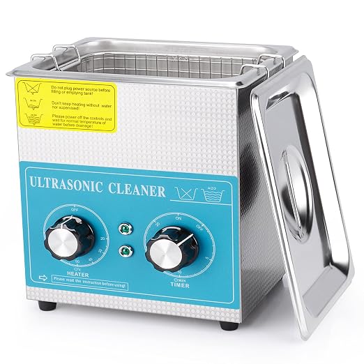 stonylab Ultrasonic Cleaner, 304 Stainless Steel All-Purpose Ultrasonic Cleaner with Mechanic Control Panel of Heating and Timer for Laboratory 40kHz 110V, 2L