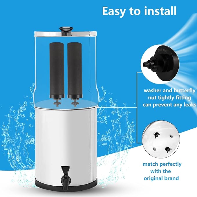 Water Filter Replacement for Black Carbon Block Filters System,Pack of 4 | Compatible with Travel,Big,Royal,Imperial Gravity Countertop Purification Elements, Removes Chlorine,Capacity 6,000 Gallons