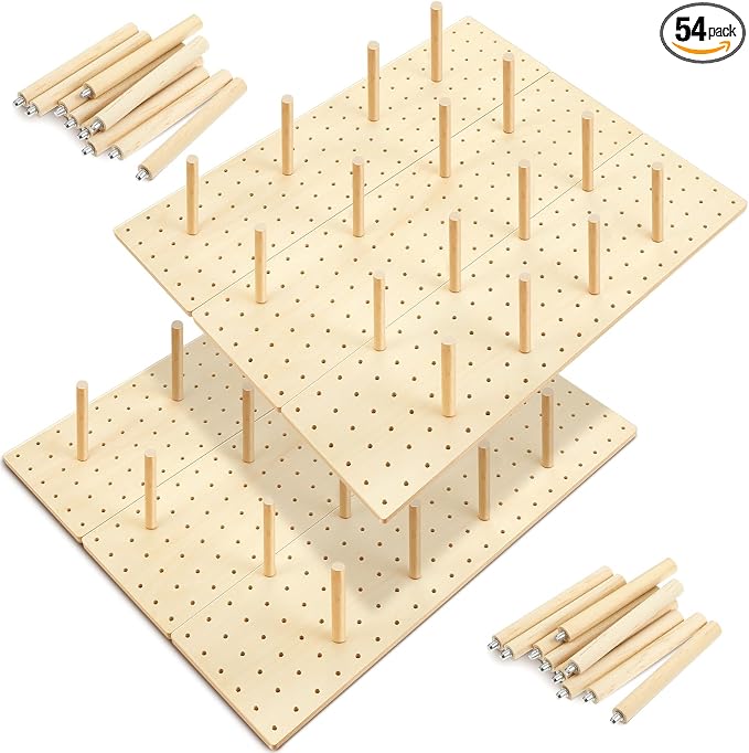 Kigley 6 Pcs Wood Pegboard Drawer Organizer with 48 Pegs Wooden Peg Board System Peg Drawer Organizers for Kitchen Dishes Plate Pegboard Food Containers (Wood Color,21x5.91,Pine)