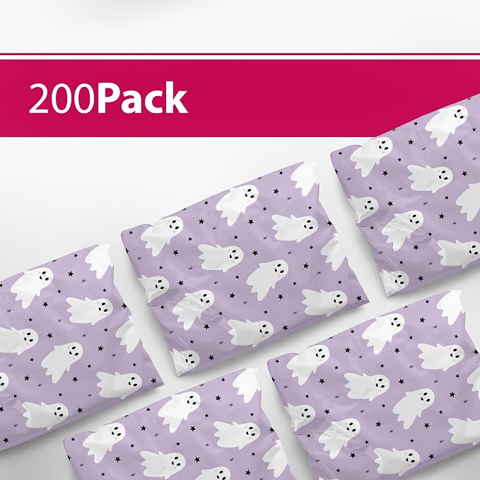 6x9 Poly Mailers – Halloween Ghost – Waterproof, Tear-Resistant Shipping Bags with Adhesive Seal – 200 Pack – Package Mint