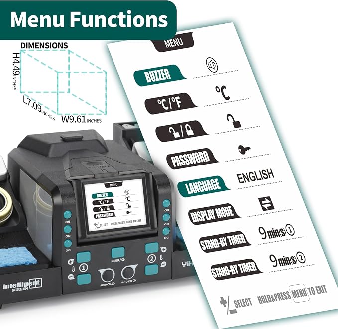 YIHUA 982D-II 2-IN-1 Digital Soldering Iron Kit, Precision Soldering Station with C210 and C245 Precision Soldering Iron, Auto Calibration, Adaptive Display, PID Temperature Control, Rapid Heating