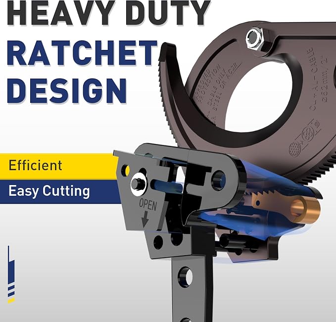 haisstronica Ratchet Cable Cutters,Heavy Duty Wire Cutters for Cutting Electrical Copper & Aluminum Cable Wire Up to 400mm²(750 Kcmil)