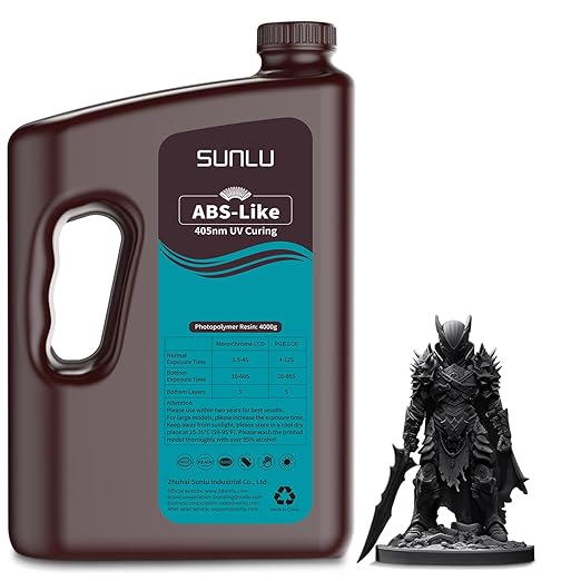 SUNLU Upgraded 4KG ABS Like Resin with Enhanced Strength and Toughness, High Compatibility 3D Printer Resin, 4000G Black