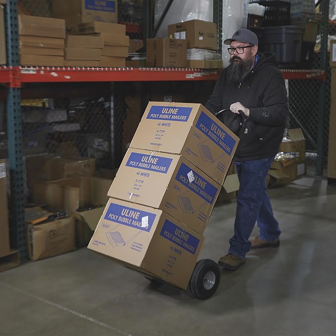 Ironton Steel Pneumatic Hand Truck Dolly, 600-Lb Capacity, Heavy-Duty Frame with 10-Inch Tires, P-Style Handle & 14" x 8.5" Toe Plate, Commercial Utility Cart for Moving & Garage Storage