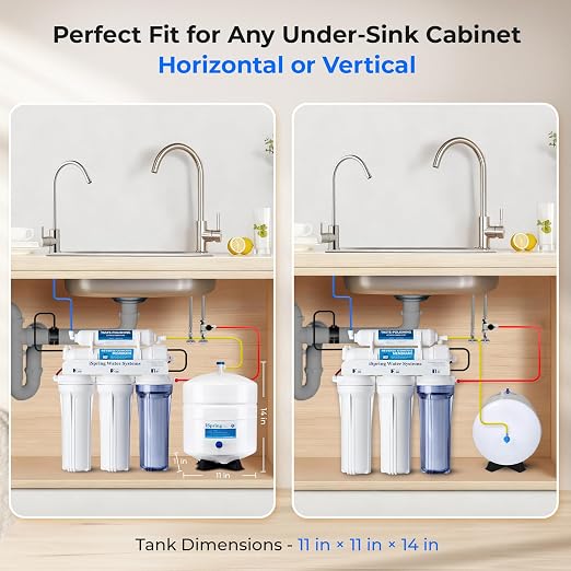iSpring T32M Pressurized Water Storage Tank with Ball Valve for Reverse Osmosis RO Systems, 4 Gallon, 1/4" Tank Valve Included, White